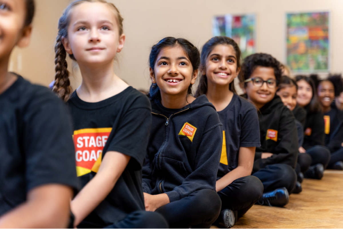 Stagecoach students enjoying a performing arts class for children and young people.